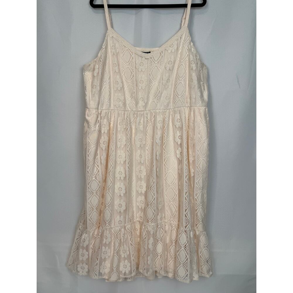 Women's Lace Spaghetti Strap Dress - Cream 3x, 22/24